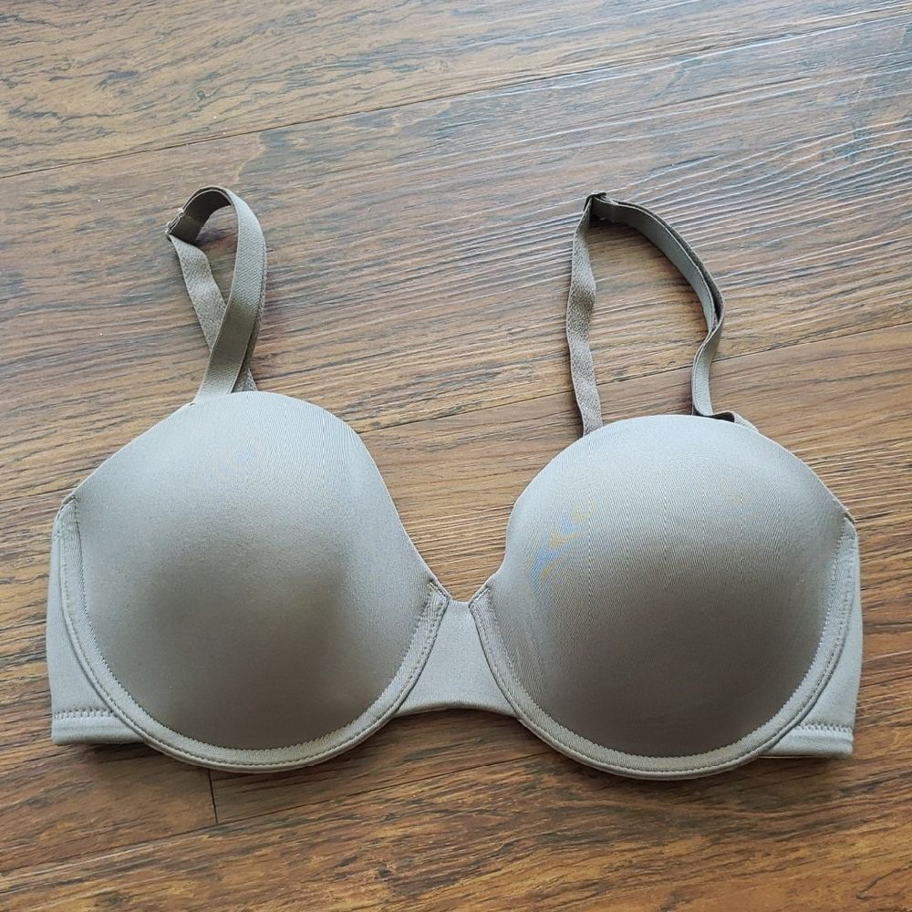 Wacoal Women's Tan Gray Chic Feminine Workcore Quiet Luxury Padded Bra Size 34D
